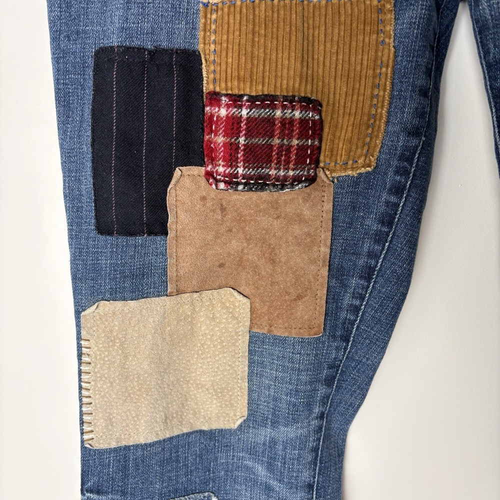 Anthropologie Pilcro Hyphen Patchwork Embroidered Jeans 29 Dark/Med Wash- Grunge - Picture 5 of 15